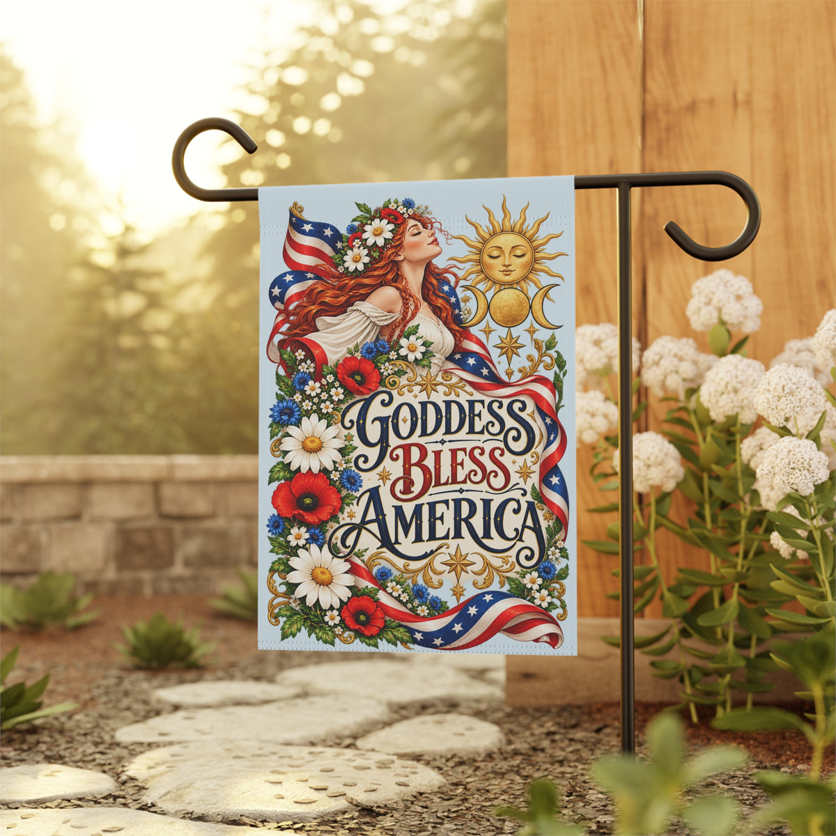 Goddess Bless America Garden Flag | Porch Flag