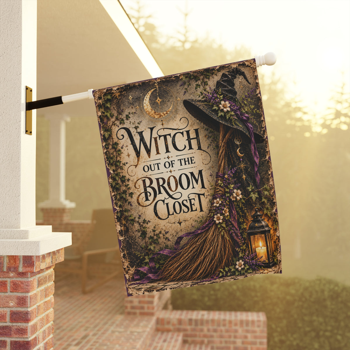 Witch Out of the Broom Closet Garden Flag | Porch Flag