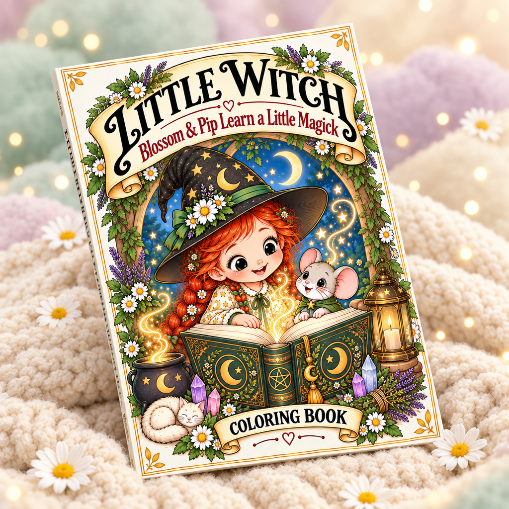 Little Witch Blossom & Pip Learn a Little Magick Coloring Book mockup